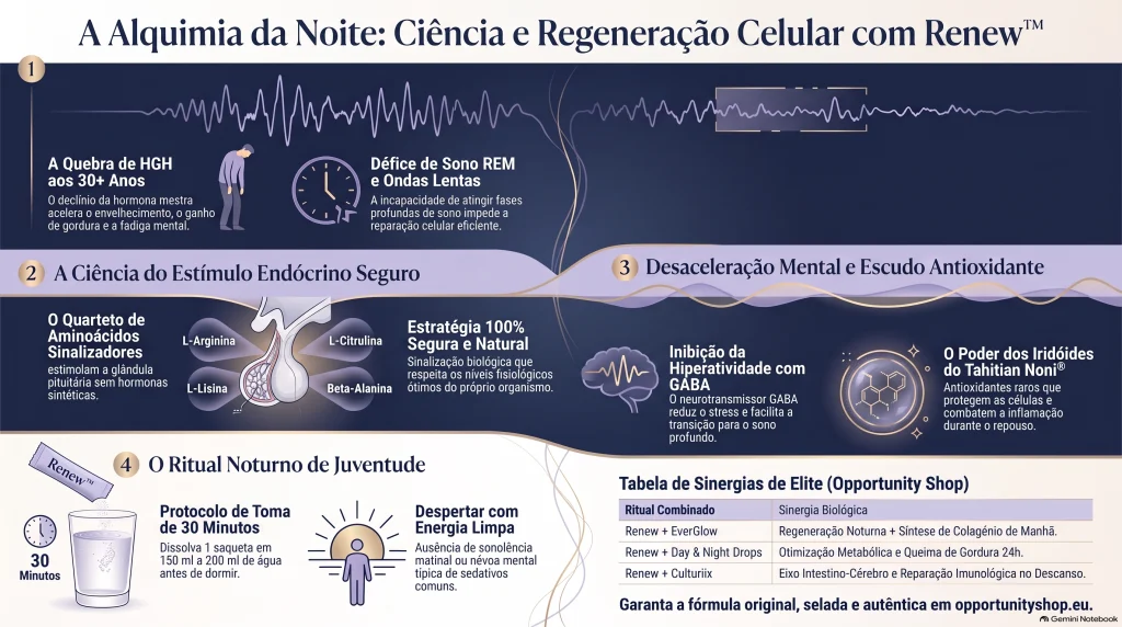 Opportunity Shop - Ciencia da Regeneracao Celular Noturna new Suplemento Renew Partner.co Nutrifii para regeneração celular noturna e sono restaurador num ambiente de quarto relaxante