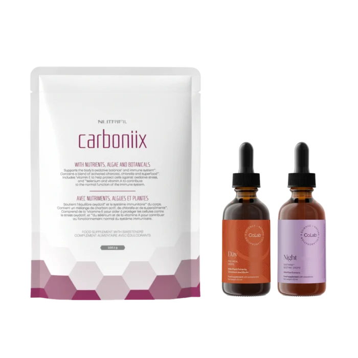 Complete Slenderiiz Day & Night Drops and Carboniix detox supplement pack for weight management and body balance at Opportunityshop