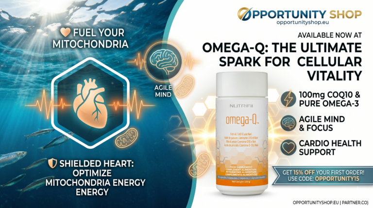 Opportunity Shop - Omega Q Nutrifii Omega-Q supplement bottle with heart and brain health icons - Opportunity Shop