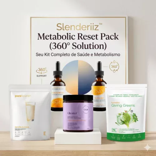 Slenderiiz Metabolic Reset Pack featuring Day and Night Drops, Giving Greens, PureNourish, and Glicotrol by Partner.Co.