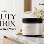 EverGlow Partner.Co premium beauty matrix collagen banner on a elegant bathroom counter