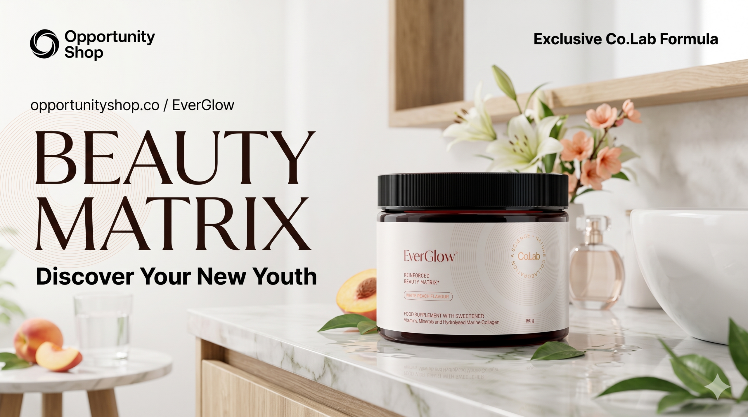 Opportunity Shop - Gemini Generated Image w56qrbw56qrbw56q scaled EverGlow Partner.Co premium beauty matrix collagen banner on a elegant bathroom counter