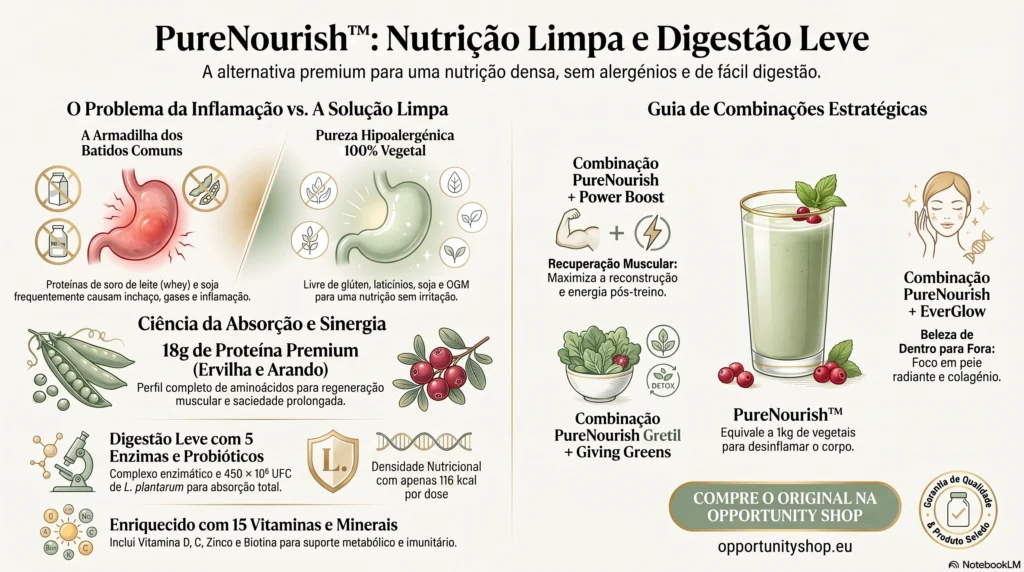 Opportunity Shop - Guia de Nutricao Vegetal Saudavel PT Saco de PureNourish de Slenderiiz focado na tabela nutricional e ingredientes limpos