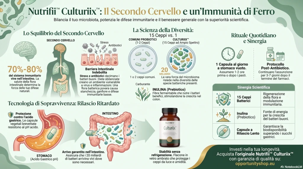 Opportunity Shop - Integratore Probiotico e Salute Immunitaria IT Culturiix di Nutrifii con capsule vegetali a rilascio ritardato