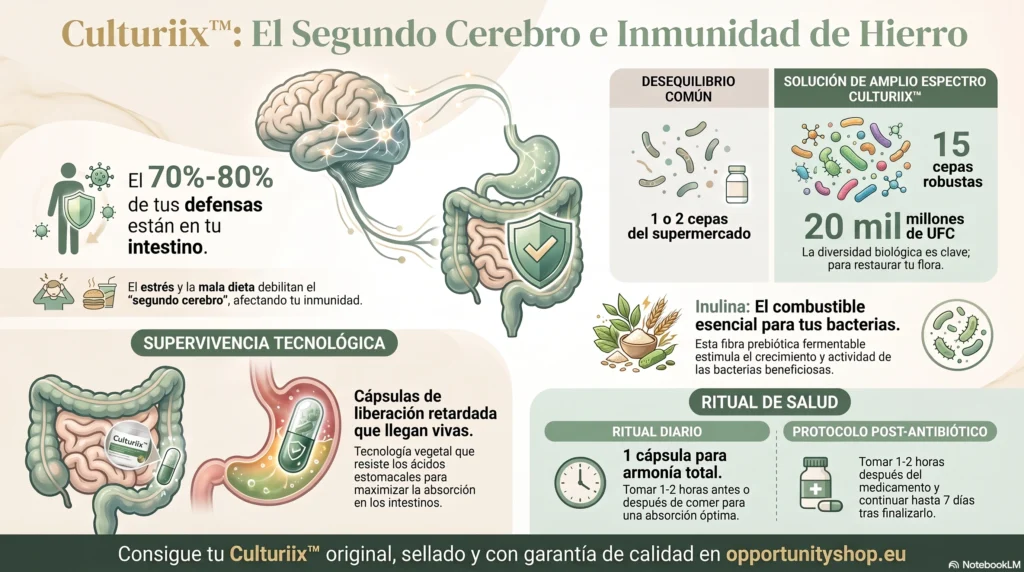 Opportunity Shop - Salud intestinal e inmunidad ES Infografia do Culturiix de Nutrifii con cápsulas vegetales de liberación retardada
