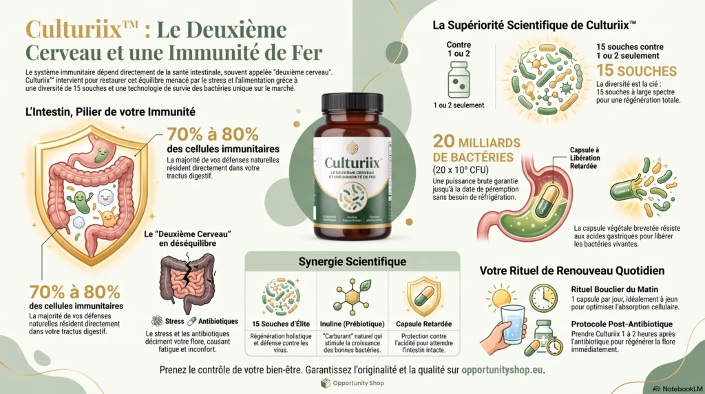 Opportunity Shop - Sante intestinale et immunite renforcee FR Flacon de Culturiix de Nutrifii avec gélules végétales à libération retardée
