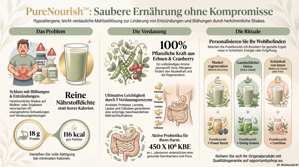 Opportunity Shop - Saubere Ernahrung ohne Kompromisse DE Slenderiiz Packung mit Fokus auf die Nährwerttabelle und reine Zutaten