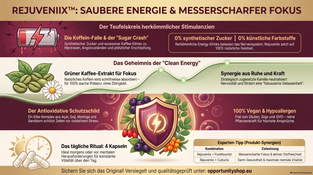 Opportunity Shop - Rejuveniix Saubere Energie und Fokus DE Rejuveniix von Nutrifii mit Fokus auf natürliche Inhaltsstoffe und Formel für reine Energie