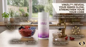 Nutrifii Vináli Partner.co antioxidant supplement banner for skin firmness, cellulite reduction, and microcirculation support