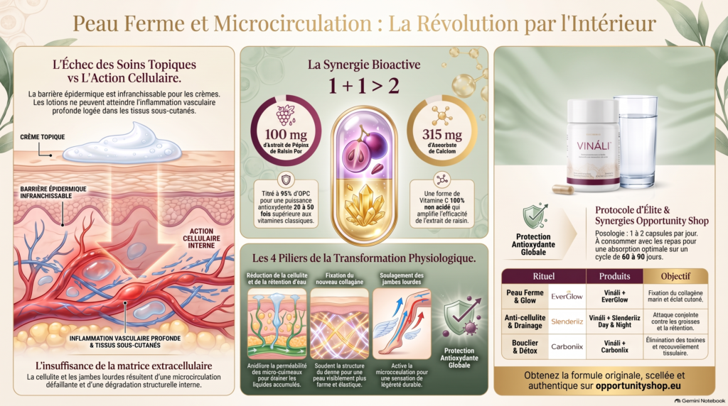 Opportunity Shop - Fermete et microcirculation cutanee FR Vináli de Nutrifii mettant en valeur l'extrait de pépins de raisin et la vitamine C tamponnée