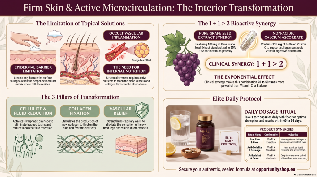 Opportunity Shop - Skin Firmness and Microcirculation Guide new Vináli by Nutrifii highlighting grape seed extract and buffered vitamin C formula